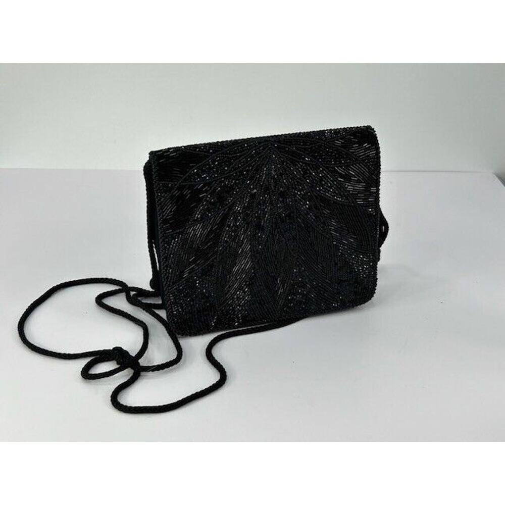 Tatiana Vintage‎ Black Beaded Sparkly Mini Sling Bag 6"